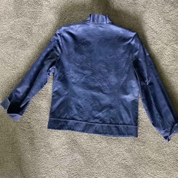 Chico’s Ruffled Jacket Blue Floral Pattern - Picture 4 of 8